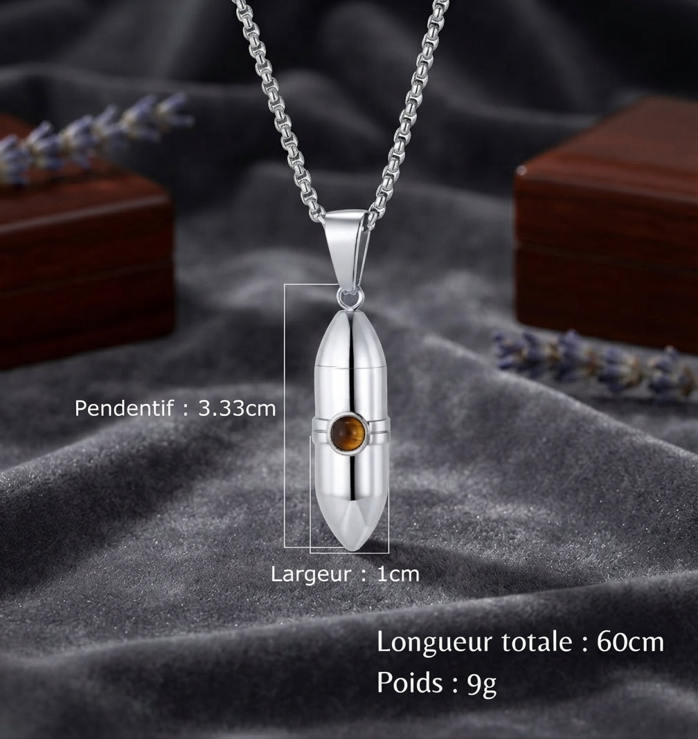 Pendentif Funéraire Balle en Acier Inoxydable