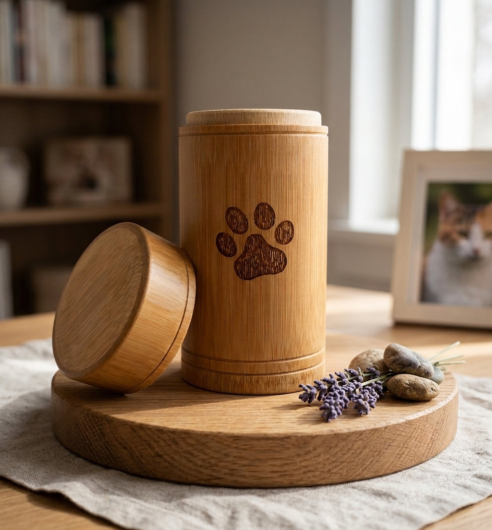 URNES Funéraire pour Chat en Bambou