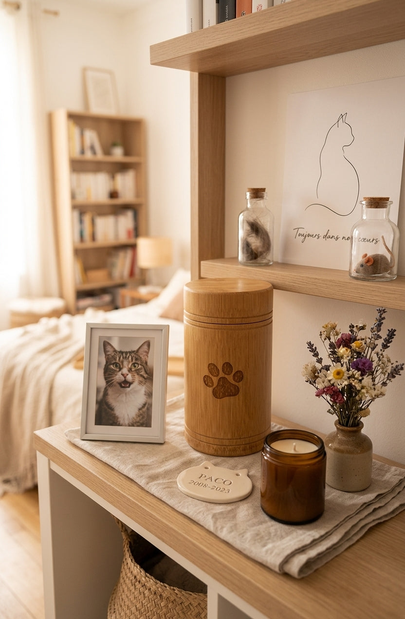 Urne Funéraire pour Chat en Bambou