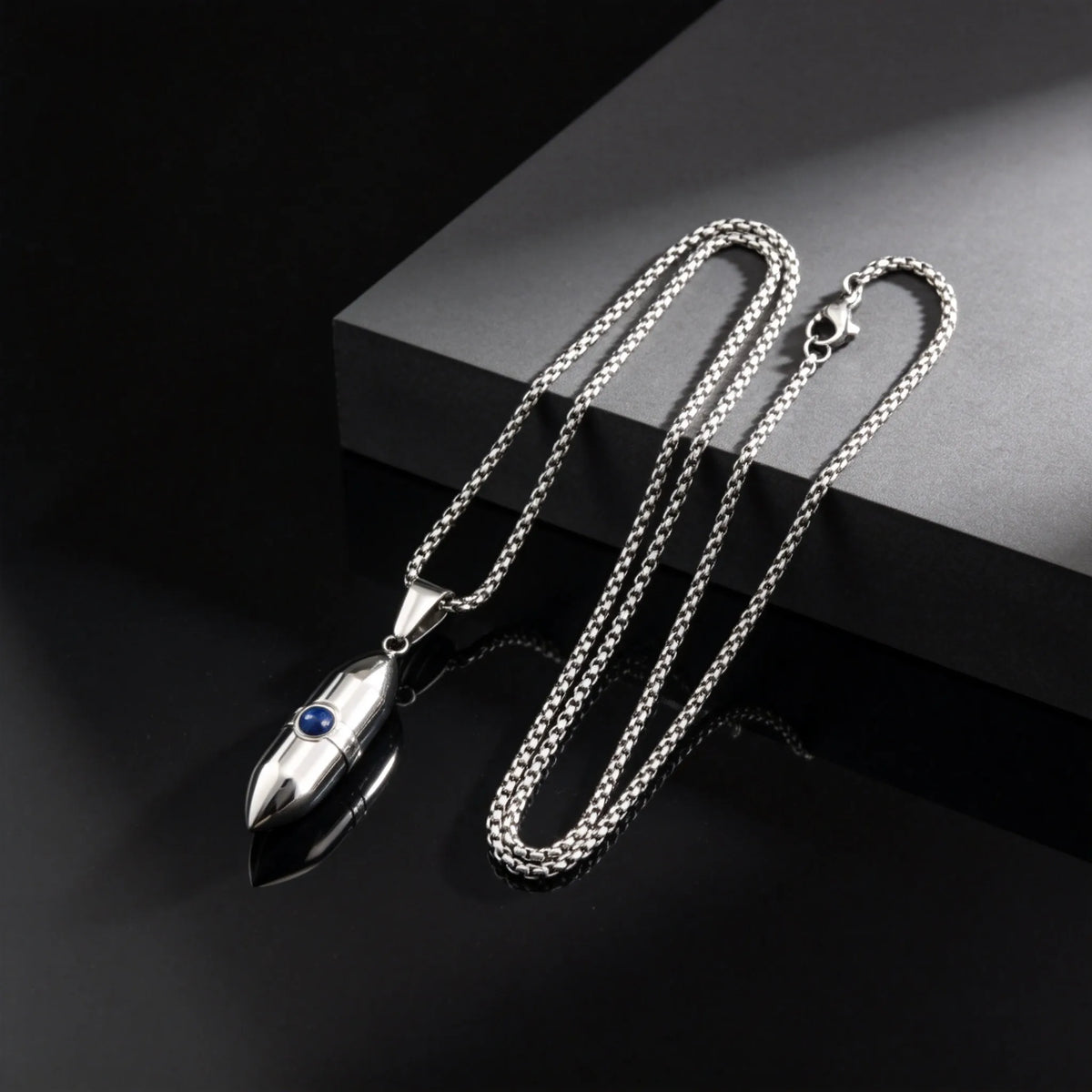 Pendentif Funéraire Balle en Acier Inoxydable et Pierre - Porte-Cendres