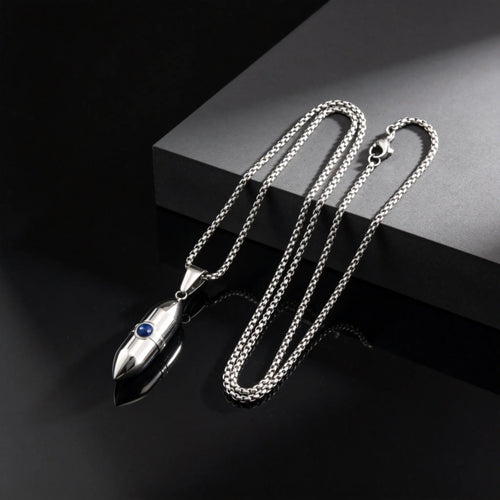 Pendentif Funéraire Balle en Acier Inoxydable et Pierre - Porte-Cendres
